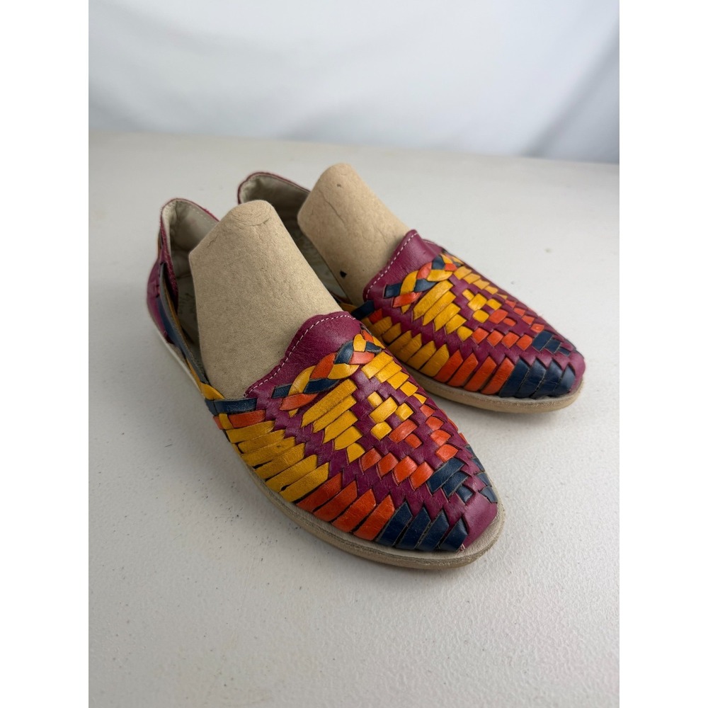 David de Leon Handmade Leather Woven Sandal Huarache Mexicano Mujer Cerrado Sz 7
